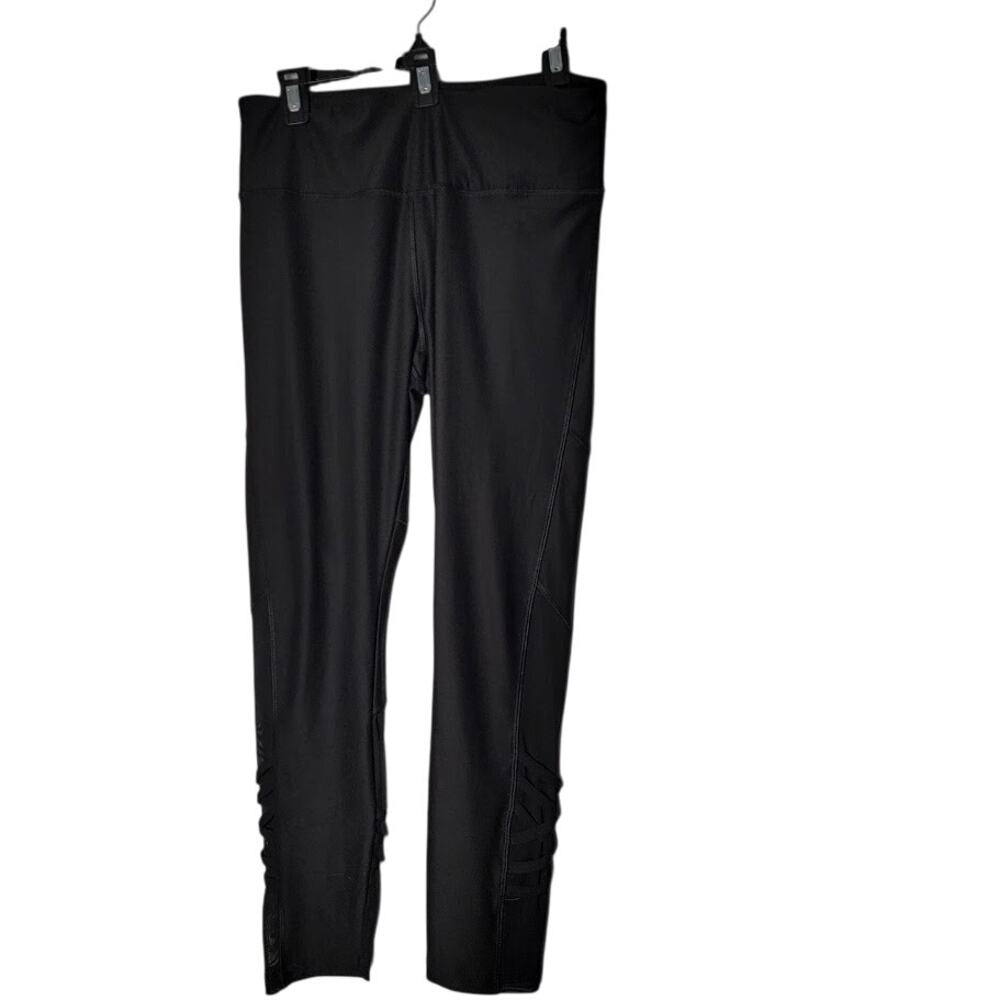 VOGO‎ Athletica Leggings Womens XL Black High Rise Mesh Lattice Ankle Yoga